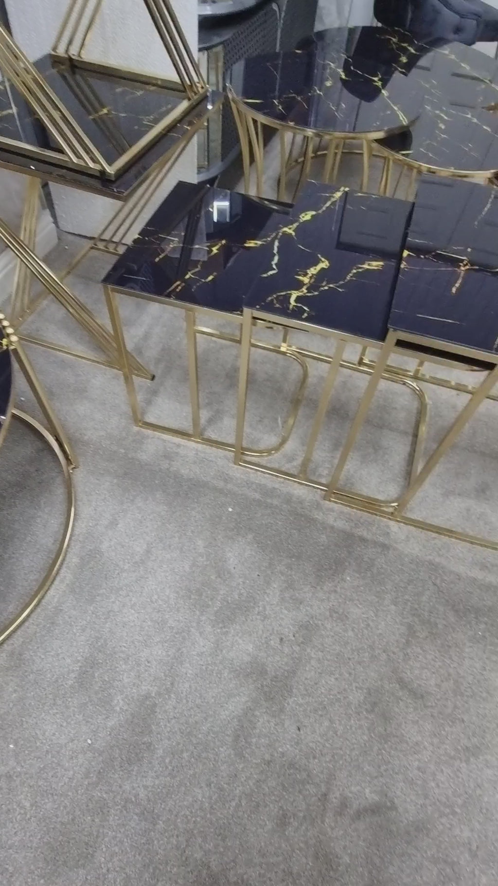 MANECA NEST OF TABLES 3 BLACK AND GOLD - NOW ON SALE