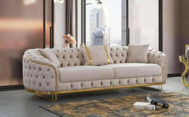 Khalifah Special Sofa  Chrometrimsofa goldtrimsofa velvetsofa dubaisofacollection plushvelvetsofas luxurysofa uniquesofas furniture sofas sofa cornersofa 3+2sofa homedecor design interiordesign livingroom home furnituredesigns love bespoke bespokesofas