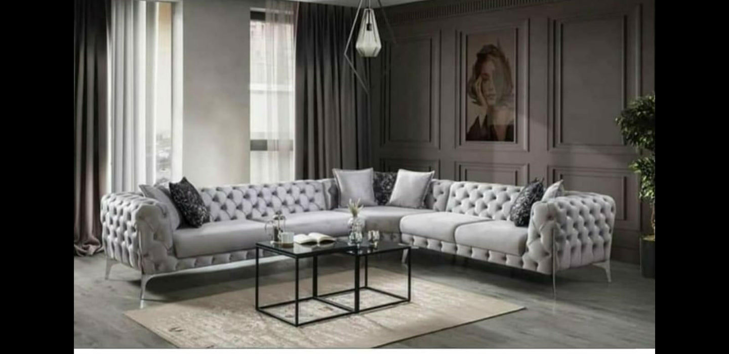 Chrometrimsofa goldtrimsofa velvetsofa dubaisofacollection plushvelvetsofas luxurysofa uniquesofas furniture sofas sofa cornersofa 3+2sofa homedecor design interiordesign livingroom home furnituredesigns love bespoke bespokesofas