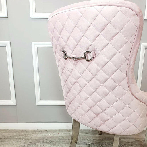 Kate Dining Chair With Chrome Clasp & Quilted Back