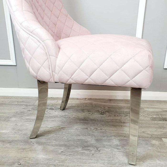 Kate Dining Chair With Chrome Clasp & Quilted Back