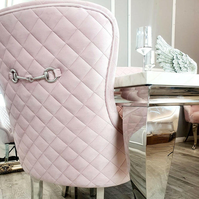 Kate Dining Chair With Chrome Clasp & Quilted Back