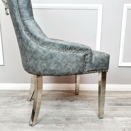Megan Dining Chair With Lion Knocker Center Piece Grey (1 x Chair Sale)